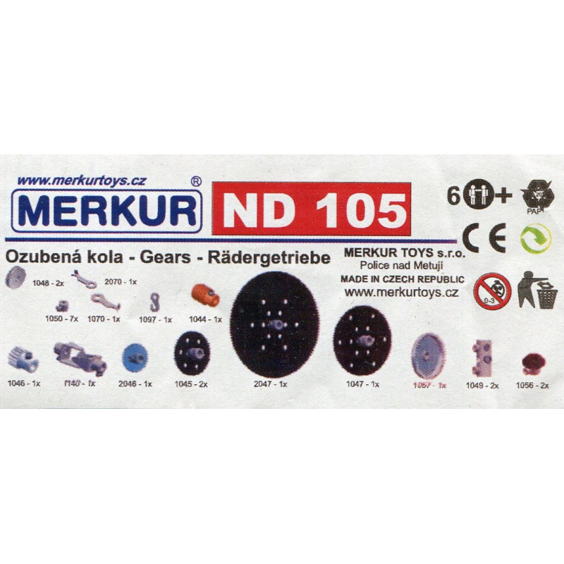 Merkur náhradní díly ND105 ozubená kola - Stavebnice