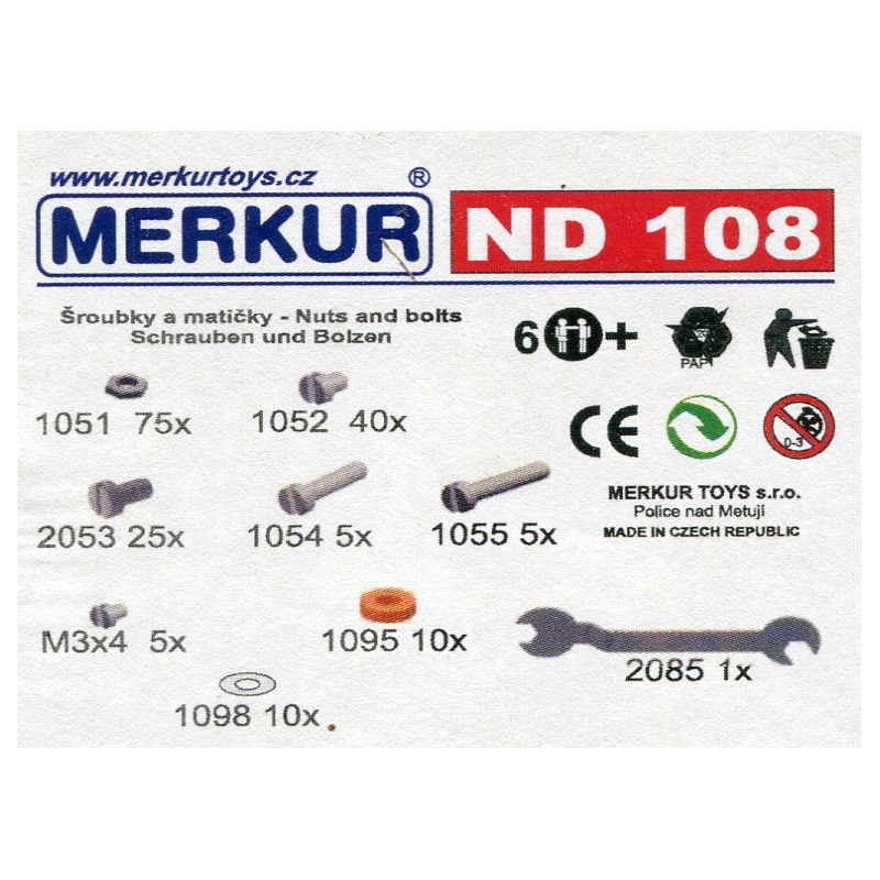 Merkur náhradní díly ND108 šroubky a matičky - Stavebnice