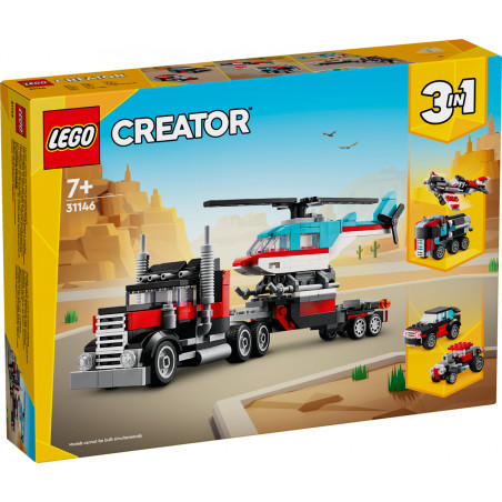 LEGO Creator 31146 Náklaďák s plochou korbou a helikoptéra